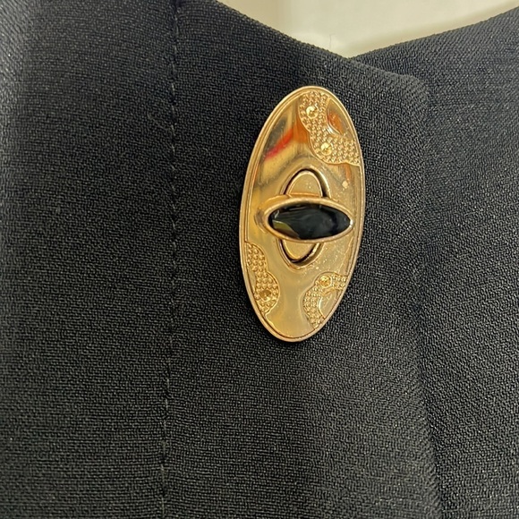 Bona Vita Sz 46 Black Blue Satin Lined 3/4 Sleeve Button Over Coat - Picture 7 of 10